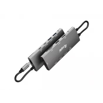 Equip USB-C 9-in-1 multifunktsionaalne adapter, HDMI 4K/60 Hz, Gigabit LAN, USB 3.2 Gen1, SD/TF, 100 W USB PD