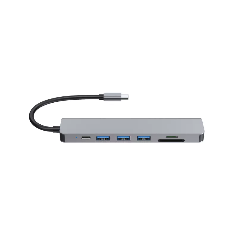 Equip USB-C 7-in-1 multifunktsionaalne adapter, HDMI 4K/60Hz, USB 3.2 Gen1 x 3, TF/MICRO SD, 100W USB PD
