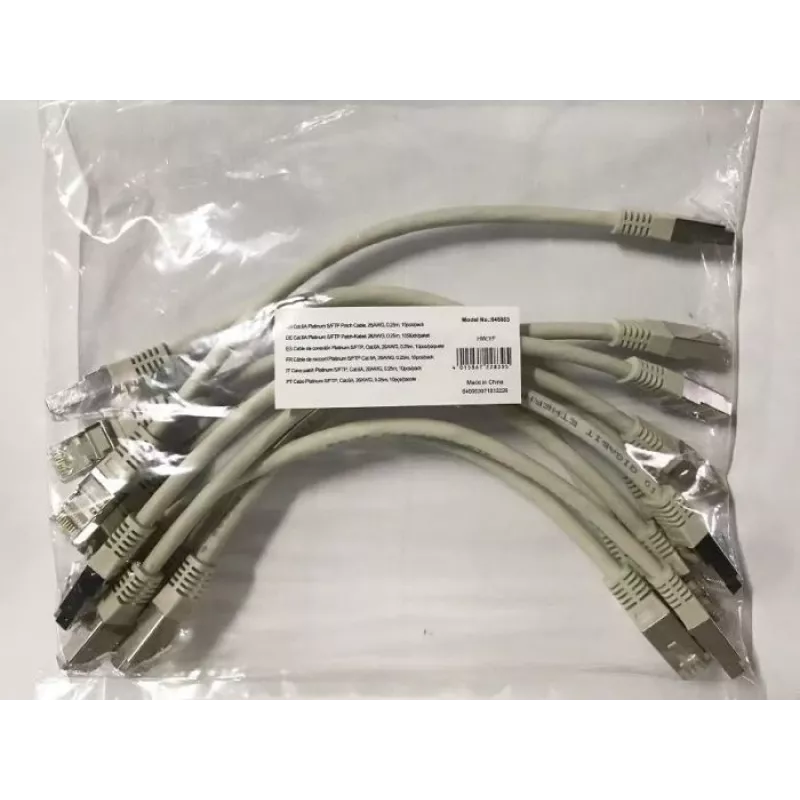 Equip Cat.6A Platinum S/FTP paigalduskaabel, hall, 0,25 m, 10 tk/komplekt