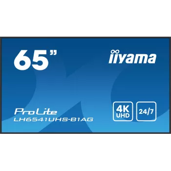 iiyama LH6541UHS-B1AG Signage-ekraan 163,8 cm (64,5 tolli) LCD 500 cd/m² 4K Ultra HD Must 24/7