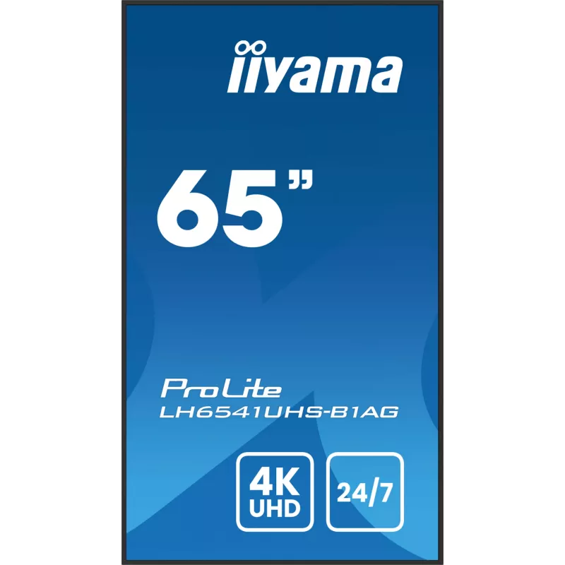 iiyama LH6541UHS-B1AG Signage-ekraan 163,8 cm (64,5 tolli) LCD 500 cd/m² 4K Ultra HD Must 24/7