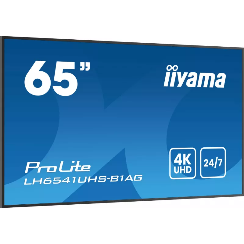 iiyama LH6541UHS-B1AG Signage-ekraan 163,8 cm (64,5 tolli) LCD 500 cd/m² 4K Ultra HD Must 24/7