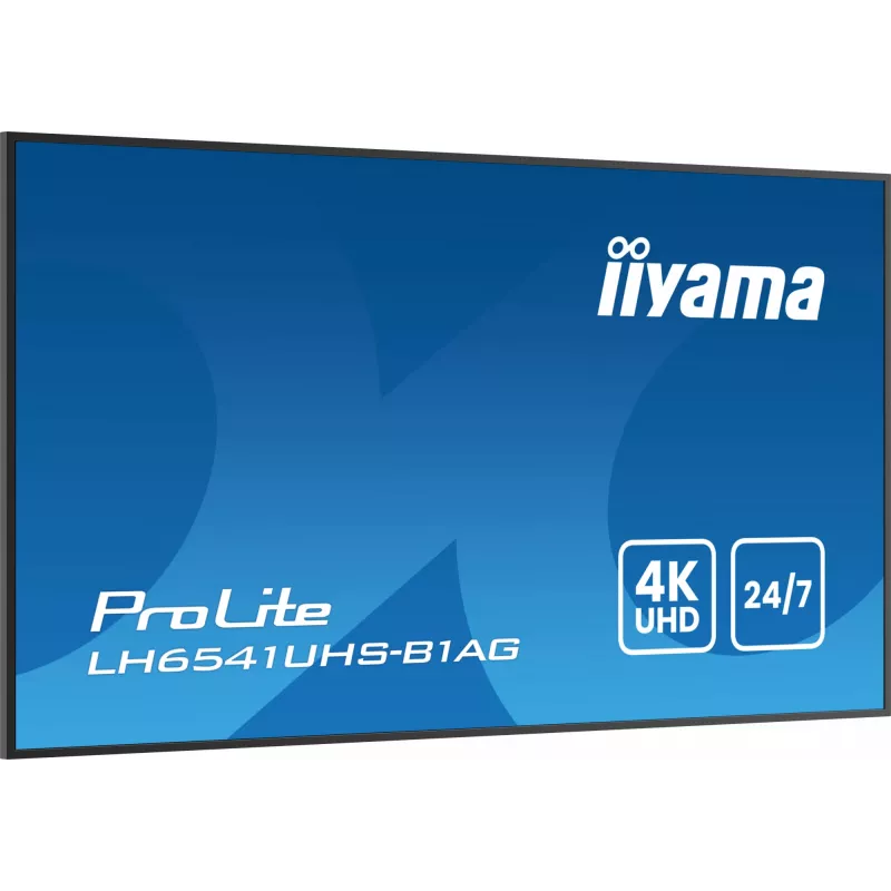 iiyama LH6541UHS-B1AG Signage-ekraan 163,8 cm (64,5 tolli) LCD 500 cd/m² 4K Ultra HD Must 24/7