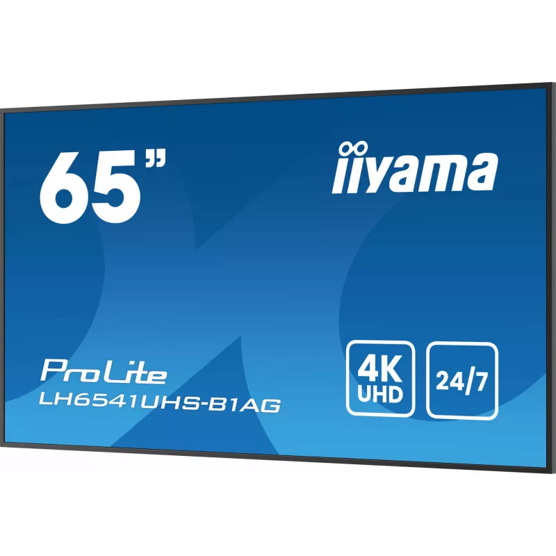 iiyama LH6541UHS-B1AG Signage-ekraan 163,8 cm (64,5 tolli) LCD 500 cd/m² 4K Ultra HD Must 24/7