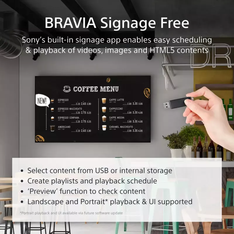 Sony FW-65EZ20L Signage Display Digitaalne siltide lameekraan 165,1 cm (65 tolli) LCD Wi-Fi 350 cd/m² 4K Ultra HD Must Android 16/7