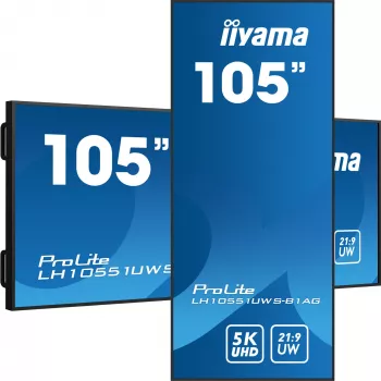 iiyama LH10551UWS-B1AG Signage Display Digitaalne infokuva lameekraan 2.67 m (105 tolli) LED 500 cd/m² UltraWide 5K HD Must 24/7