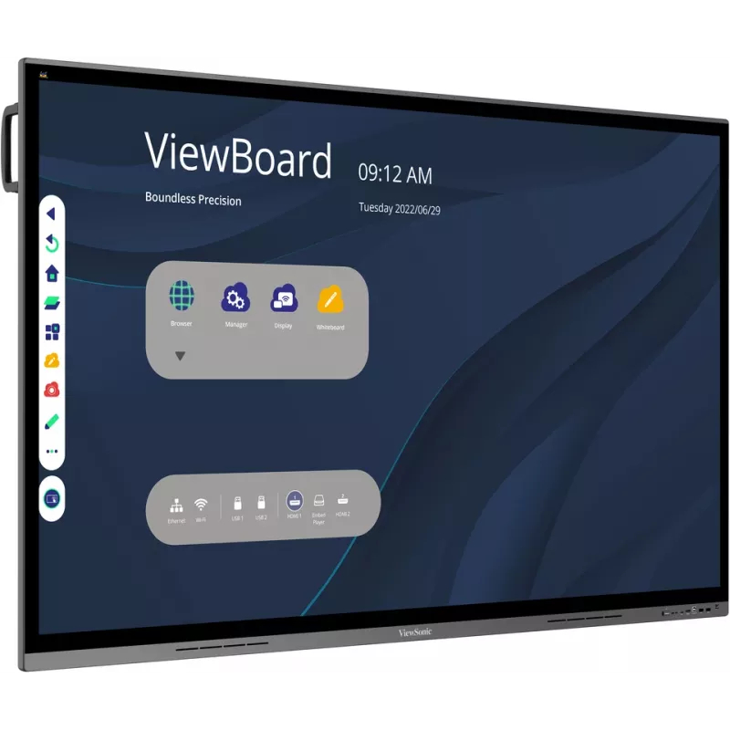 Viewsonic IFP7562 Signage Display Interaktiivne lameekraan 190.5 cm (75 tolli) LED Wi-Fi 350 cd/m² 4K Ultra HD Must Puuteekraan Sisseehitatud protsessor Android