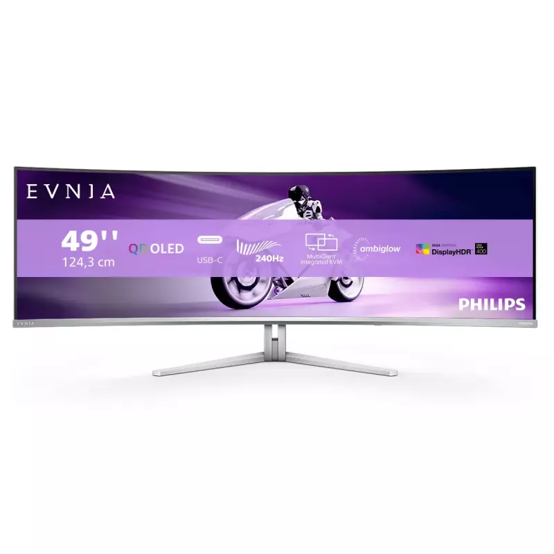 Philips Evnia 8000 49M2C8900/00 arvutimonitor 124,2 cm (48,9 tolli) 5120 x 1440 pikslit Dual QHD QD-OLED Valge