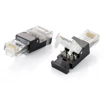 Equip tööriistavaba RJ45 pistik, Cat.6, RJ-45, must, läbipaistev, polükarbonaat, Cat6, -10 - 60 °C, 12 g
