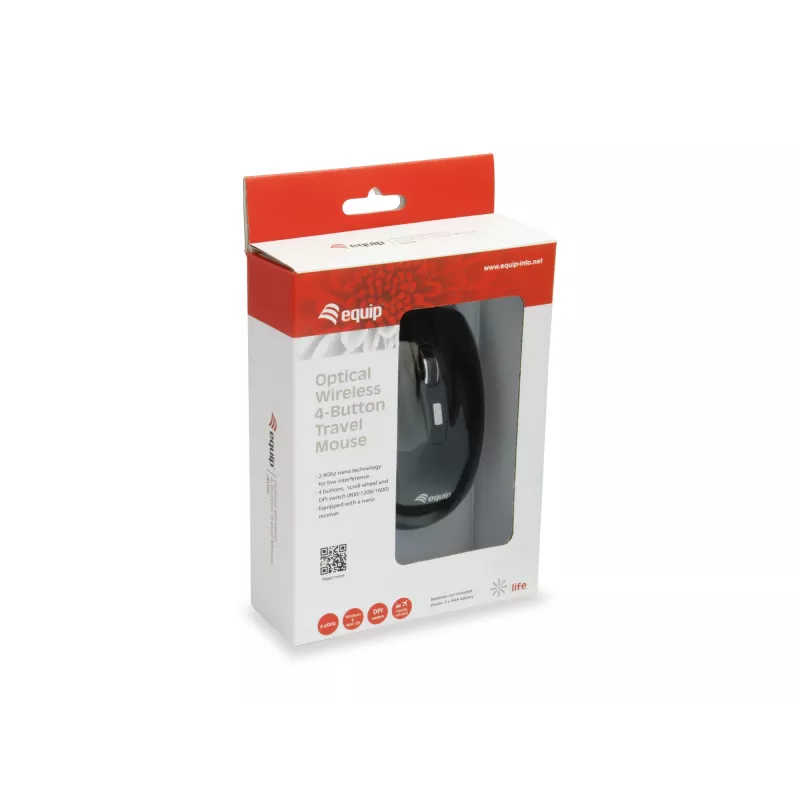 Equip 245104 hiir Reisimiseks Ambidextrous RF Wireless Optical 1600 DPI