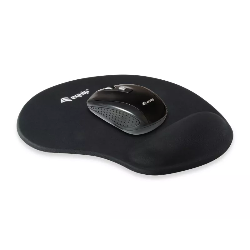 Equip Geelist hiirematt, must, ühevärviline, kangas, geel, polüuretaan, randmetugi, libisemiskindel alus