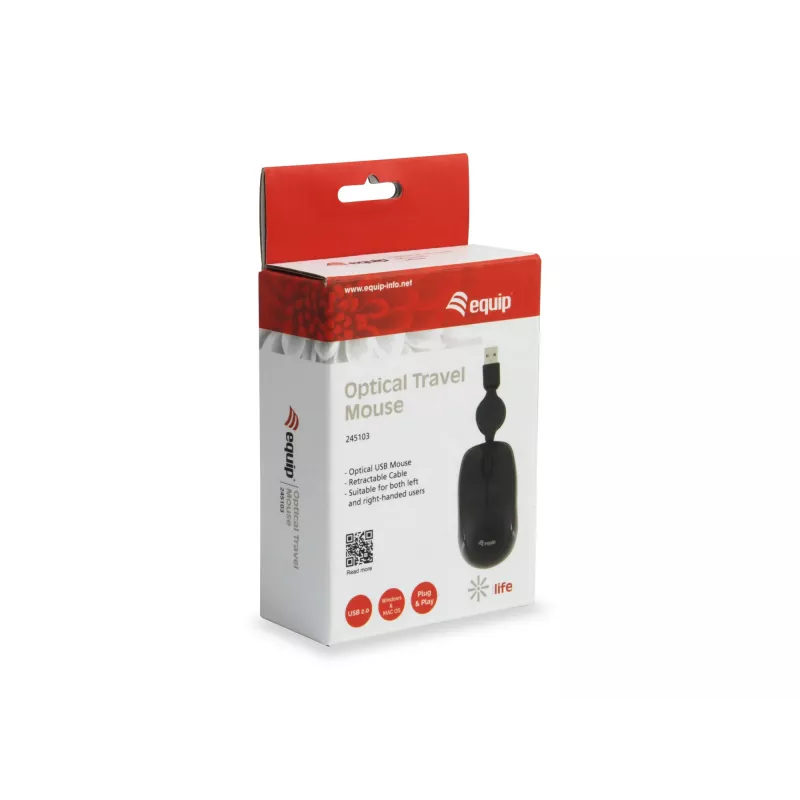 Equip 245103 mõlemakäeline reisihiir USB Type-A optiline 1000 DPI
