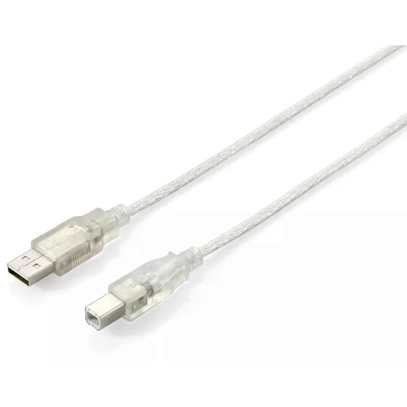 USB 2.0 A-tüüpi B-tüüpi kaabel Equip 128653 1,0 m läbipaistev hõbedane