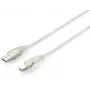 Equip USB 2.0 Type A to Type B kaabel, 3.0m , Transparent silver