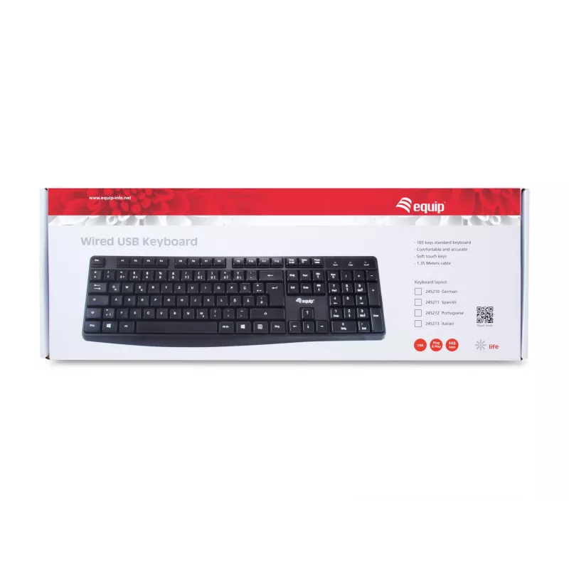 Juhtmega USB-klaviatuur Equip 245211
