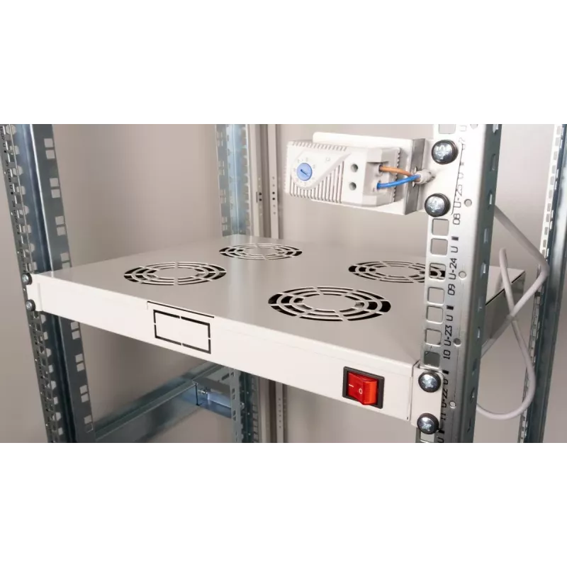 Equip jahutusventilaatorid 19 inch, 1U, 4 ventilaatorit, RAL7035 hall