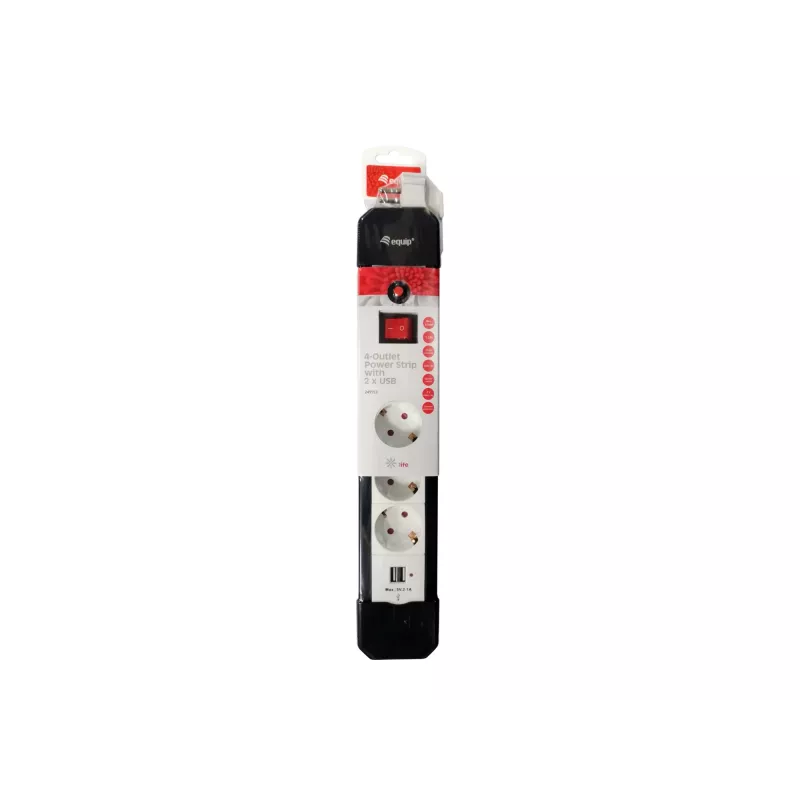 Equip 245553 pikendusjuhe 1.5 m 4 vahelduvvoolu pistikupesa Siseruumides Must, Valge