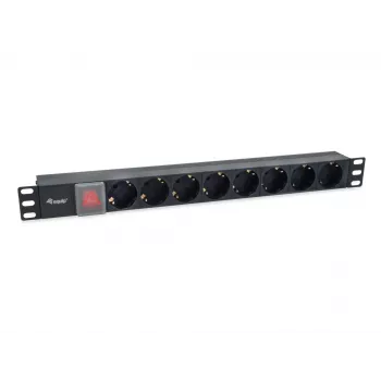 Equip 8 pistikupesaga Saksa toitejaotusseade IEC C14 pistikuga