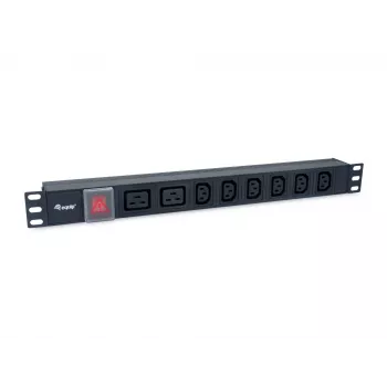 Equip 8 pistikupesaga toitejaotusseade, 6 x IEC-C13 + 2 x IEC-C19, sisse-/väljalüliti, alumiiniumkorpus