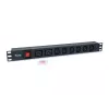 Equip 8 pistikupesaga toitejaotusseade, 6 x IEC-C13 + 2 x IEC-C19, sisse-/väljalüliti, alumiiniumkorpus