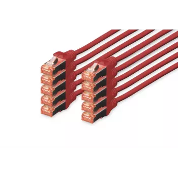 DIGITUS patch-kaabel - CAT6 - S/FTP - Snagless - Cu - 3m - punane - 10 tk