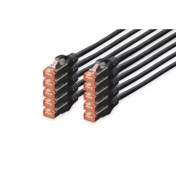 DIGITUS patch-kaabel Copper conductor - CAT6 - S/FTP - Snagless - 25cm - Must - 10pk