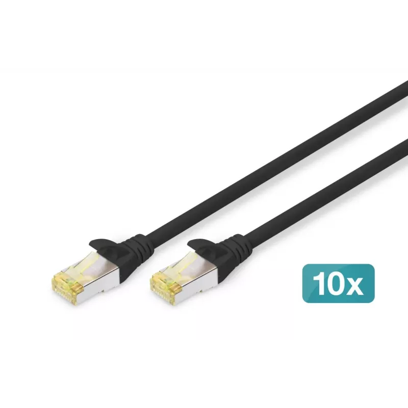 DIGITUS patch-kaabel - CAT6a - S/FTP - Snagless - Cu - 0.5m - Must - 10pk