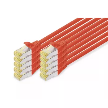 DIGITUS ühenduskaabel - CAT6a - S/FTP - takerdumiskindel - 3 m - punane - 10 tk