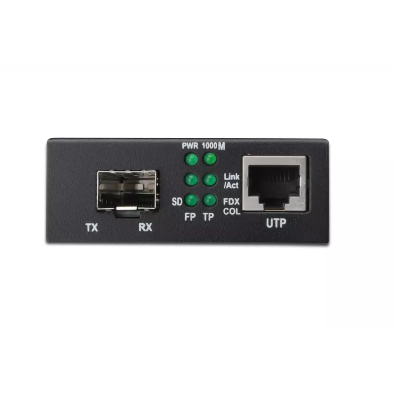 DIGITUS meediamuundur, SFP 10/100/1000Base-T SFP avatud pesale, koos toiteplokiga, ilma SFP-moodulita