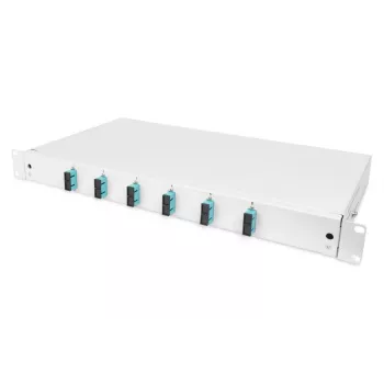 DIGITUS fiiberoptiline liugliitmikukarp, 1U, varustatud 6x SC dupleksiga, sisaldab M 25 kruvi, liitmiskassett, värvilised patsijuhtmed OM3, adapter