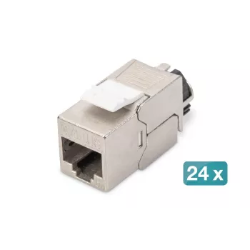 DIGITUS CAT6a Keystone Jack - varjestatud, tööriistavaba ühendus - intelligentne kaablihaldur - 24 tk