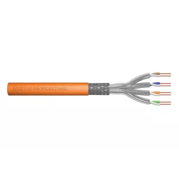 DIGITUS paigalduskaabel - Cat 7 - S/FTP - AWG 23/1 - simplex - 250 m - Oranž - 1200 MHz Dca (EN 50575), Pappkarp, SX