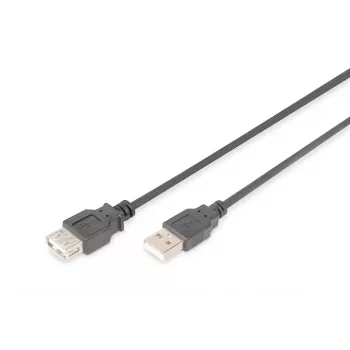 DIGITUS USB 2.0 pikenduskaabel, tüüp A M/F, 2m USB 2.0 ühilduv Must