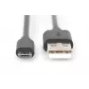 DIGITUS USB 2.0 ühenduskaabel, tüüp A - mikro B M/M, 2m USB 2.0 ühilduv must