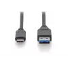 DIGITUS ASSMANN USB USB-C ühenduskaabel, Type C to A M/M, 1m täisfunktsionaalne, Gen2, 3A, 10GB, 3.1 versioon, CE, must