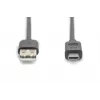 DIGITUS ASSMANN USB Type-C ühenduskaabel, tüüp C – A M/M, 3m, 3A, 480MB, 2.0 versioon, must