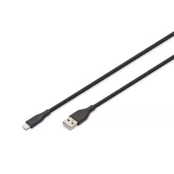DIGITUS USB silikoonist laadimiskaabel USB-A – Lightning USB 2.0 12W – 50 cm must