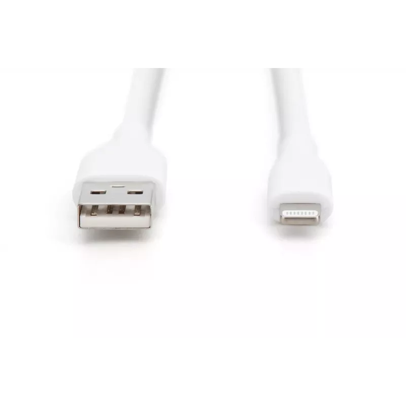DIGITUS USB Silicone charging kaabel USB-A - Lightning USB 2.0 12W - 2m Valge