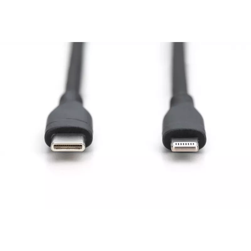 DIGITUS USB-silikoonlaadimiskaabel USB-C - Lightning USB 2.0 60W - 50cm must