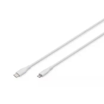 DIGITUS USB silikoonist laadimiskaabel USB-C – Lightning USB 2.0 60W – 50 cm valge