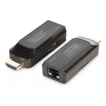 DIGITUS Mini HDMI pikenduskomplekt, Full HD 50m CAT6/6A/7, toide Micro USB kaabli kaudu, must