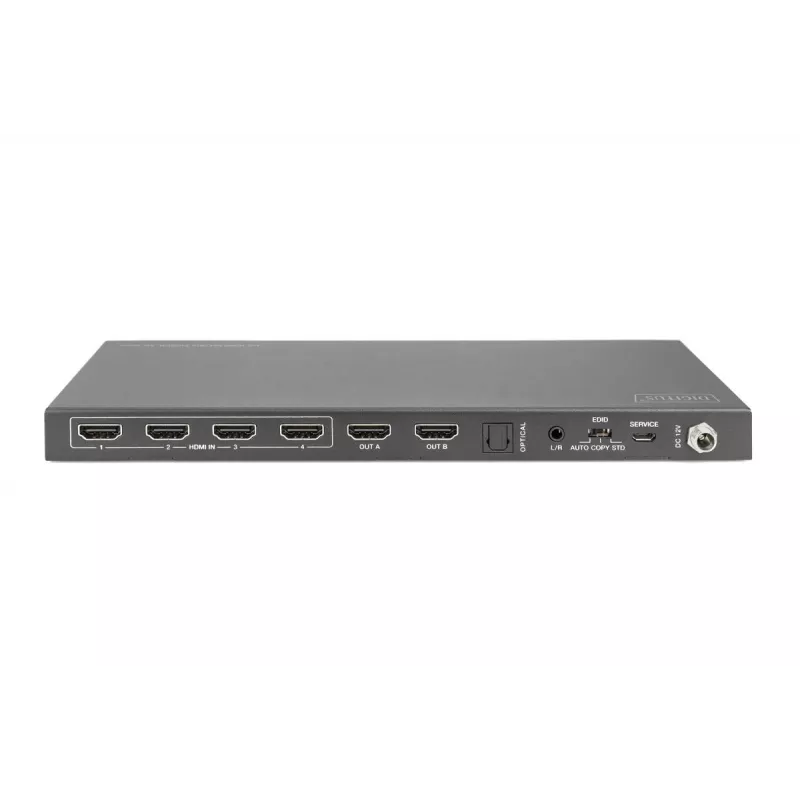DIGITUS 4x 2 HDMI Matrix Switch 4K/60Hz Scaler EDIDARC HDCP 2.2 18 Gbps