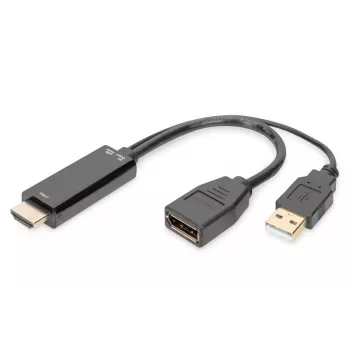Digituse 4K HDMI-adapter HDMI-DisplayPort 0,2 m HDMI-tüüp A USB