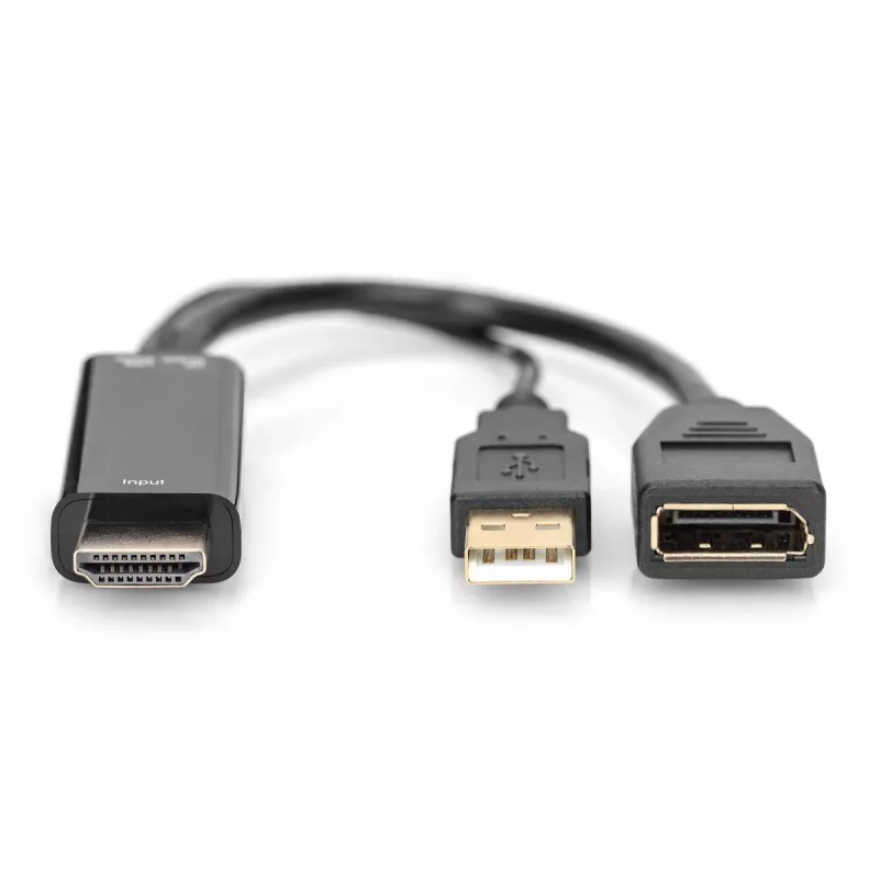 Digituse 4K HDMI-adapter HDMI-DisplayPort 0,2 m HDMI-tüüp A USB