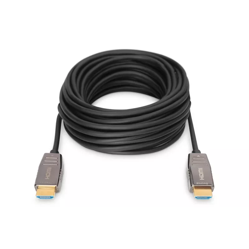 DIGITUS HDMI AOC hübriidkiudühenduskaabel, Tüüp A M/M, 20m UHD 8K@60Hz, CE, must