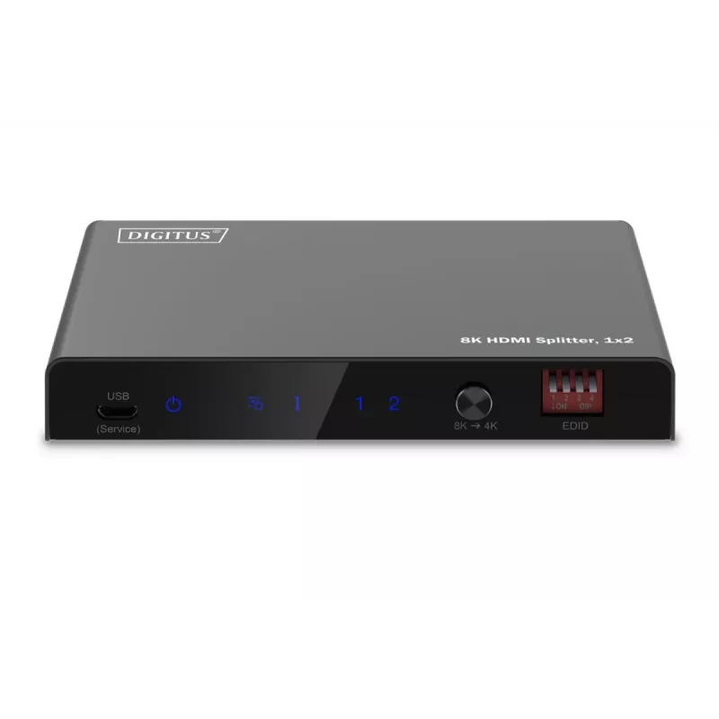DIGITUS 1x2 HDMI jaotur - 8K/60Hz (4:4:4), Toslink, stereo, EDID juhtimine