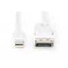 DIGITUS DisplayPort ühenduskaabel, mini DP - DP M/M, 2m lukustusega, DP 1.1a vastav valge