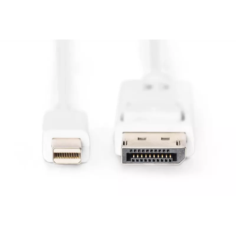 DIGITUS DisplayPort ühenduskaabel, mini DP - DP M/M, 2m lukustusega, DP 1.1a vastav valge