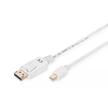 DIGITUS DisplayPort ühenduskaabel, mini DP - DP M/M, 3m lukustusega, DP 1.1a vastav, valge