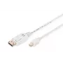 DIGITUS DisplayPort ühenduskaabel, mini DP - DP M/M, 3m lukustusega, DP 1.1a vastav, valge